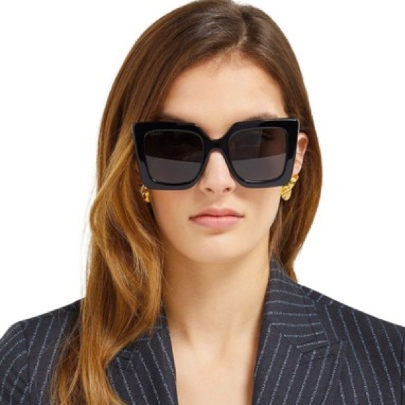 NEW GUCCI GG0435S 001 BLACK SQUARE GUCCI SUNGLASSES - Picture 8 of 12